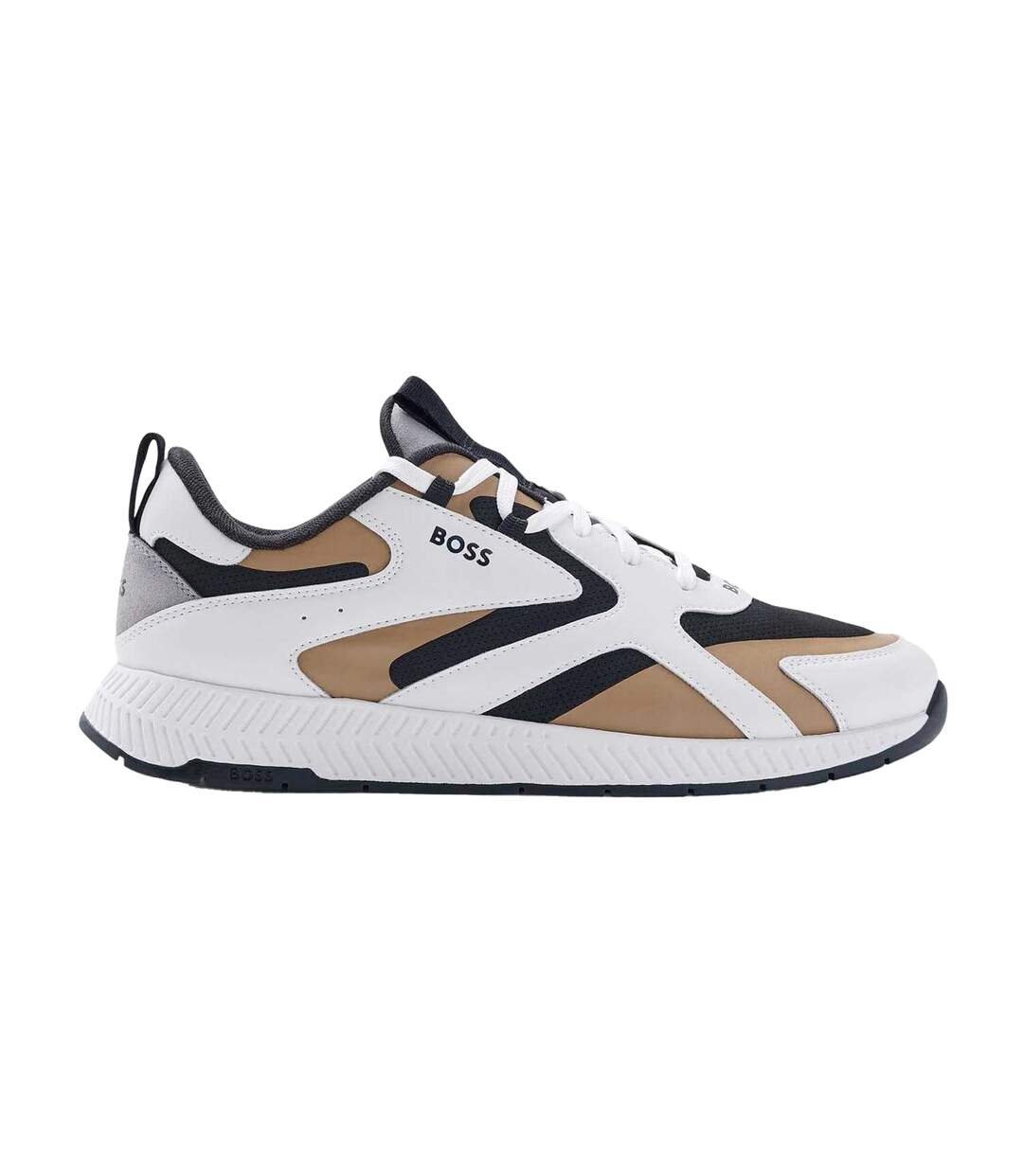 Chaussures De Course En Cuir Titanium Beige Boss-1