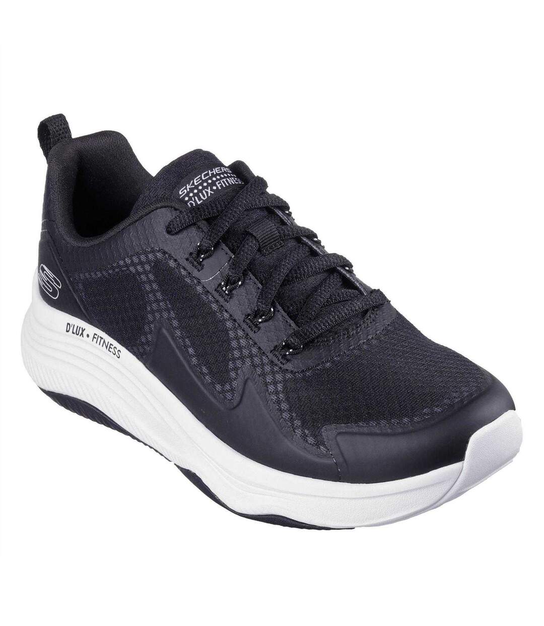 Womens/ladies D´lux Fitness Running Trainers Black White Skechers-1