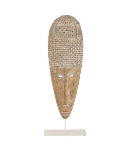 Statuette Déco Masque sur Pied 64cm Blanc & Beige