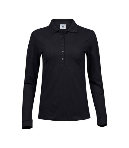 Tee Jays Womens/Ladies Luxury Stretch Long-Sleeved Polo Shirt (Black)