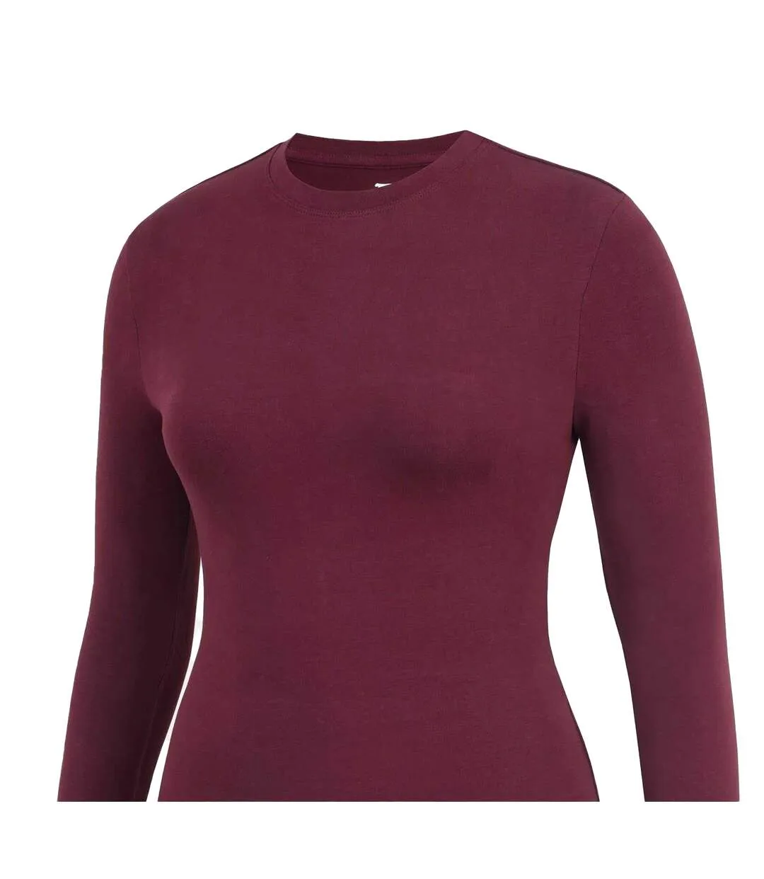 Womens/ladies Slim Long-sleeved T-shirt Burgundy Slazenger-3
