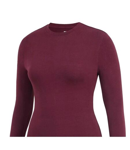 Womens/ladies Slim Long-sleeved T-shirt Burgundy Slazenger