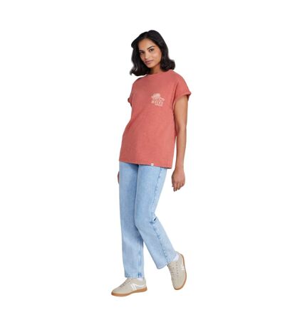 Womens/ladies Wherever The Waves Holly Logo T-shirt Rust Animal