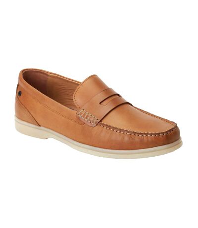 Mens Marlin Leather Penny Loafers Burnt Tan Base London