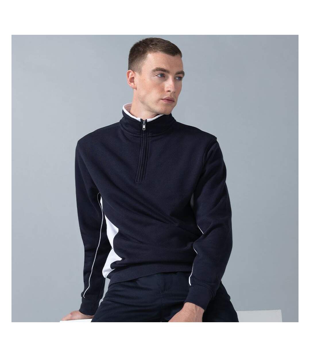 Finden & Hales - Sweatshirt à fermeture zippée - Homme (Bleu marine/Blanc) - UTRW423