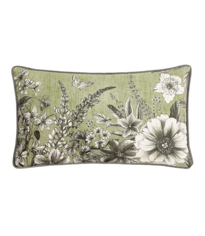 Harlington gardenia piped floral cushion cover 30cm x 50cm moss Wylder