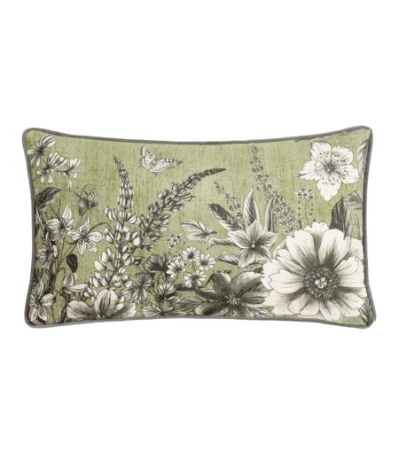 Harlington gardenia piped floral cushion cover 30cm x 50cm moss Wylder