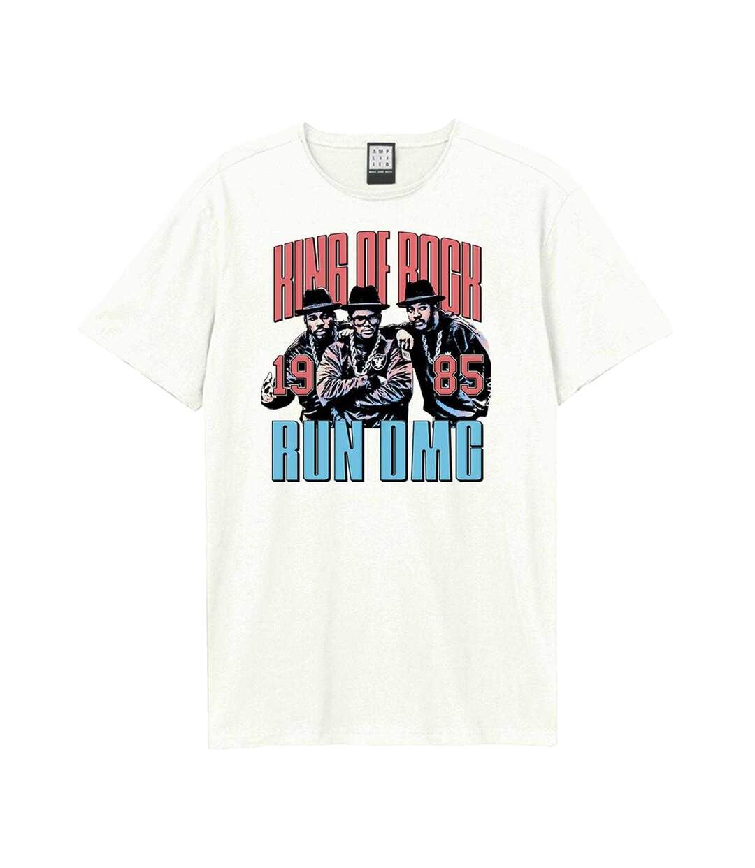 T-shirt Motif/style Run Dmc King Of Rock Adulte Vieux Blanc Amplified-1