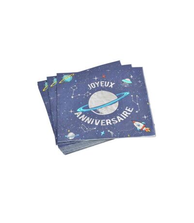 Lot de 20 Serviettes en Papier Espace 33x33cm Bleu