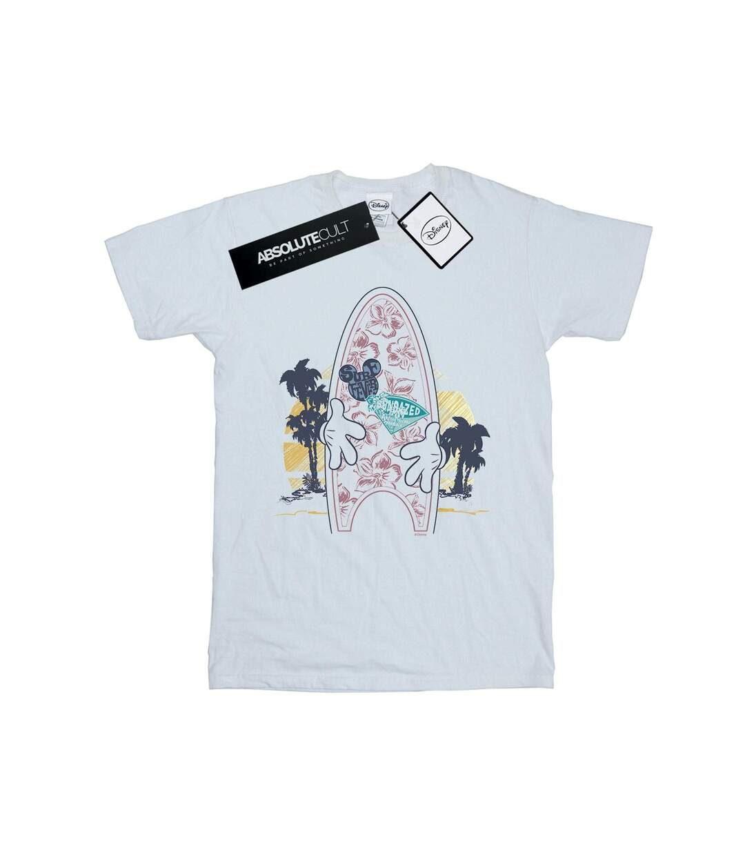 Disney Femme/Les femmes Mickey Mouse Surf Fever - T-shirt boyfriend en coton (Blanc) - UTBI37388-1