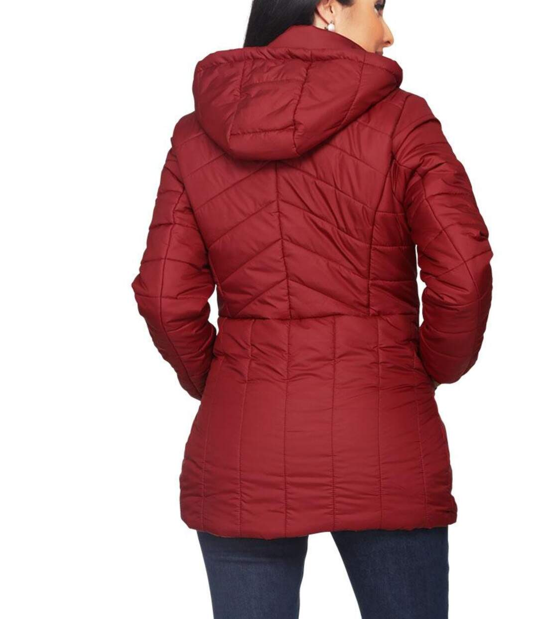Doudoune bordeau pour femme - Manches longues, idéale pour un look décontracté et tendance-2