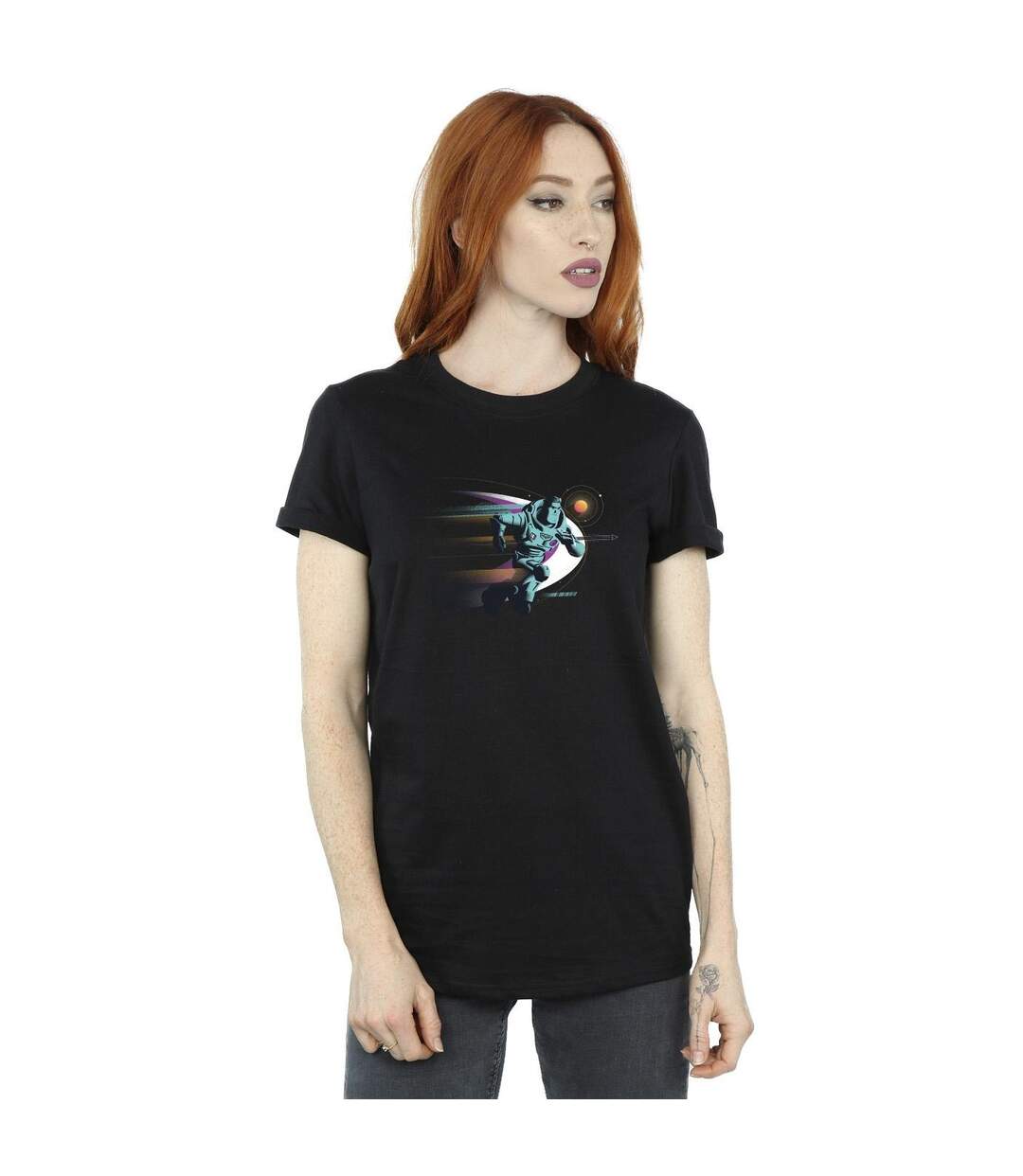 Disney Femme/Ladies Lightyear Running Buzz Cotton Boyfriend T-Shirt (Noir) - UTBI34146-2