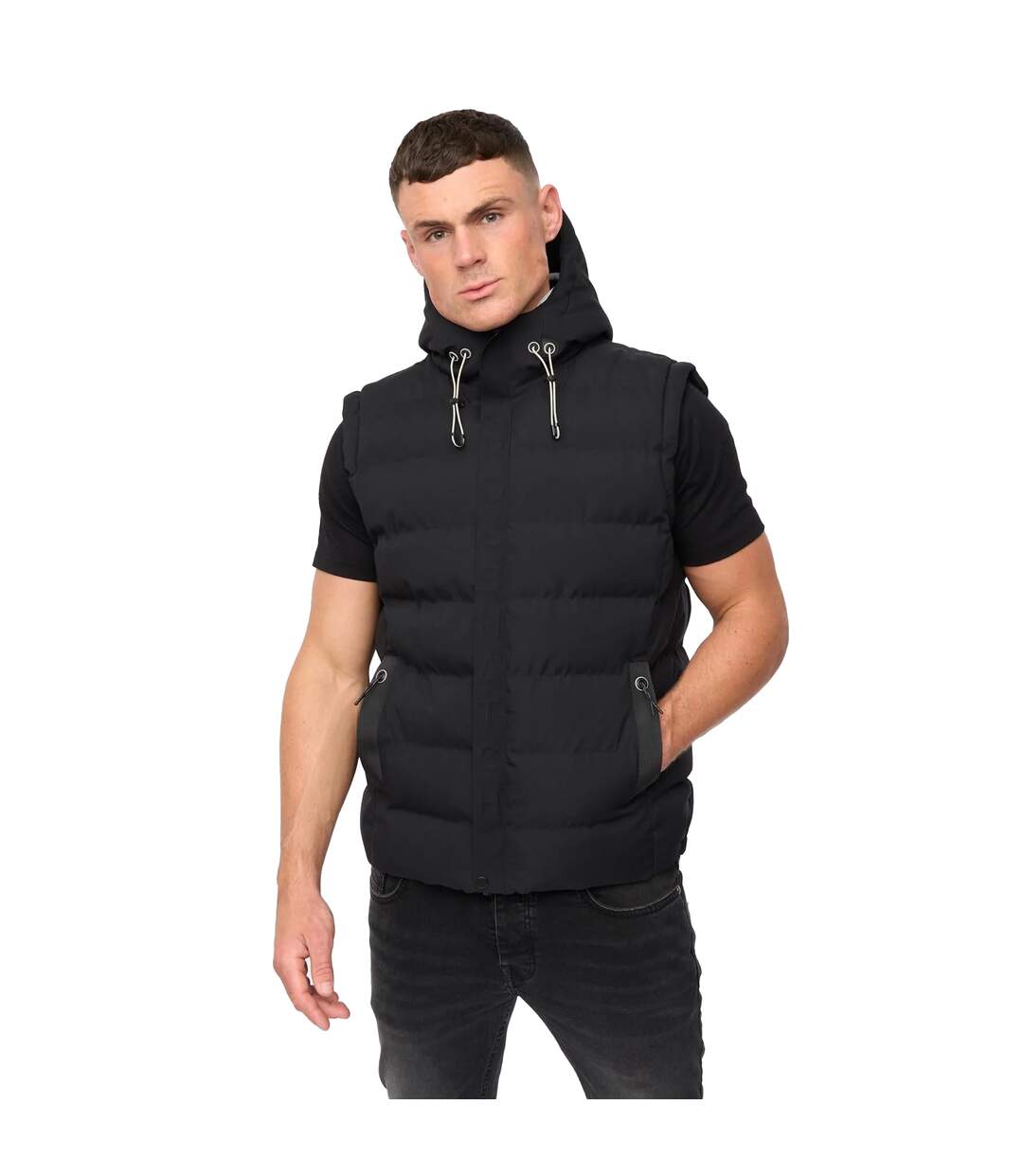 Doudoune Sans Manches Motif/style En Relief Kampleys Homme Noir Crosshatch-2