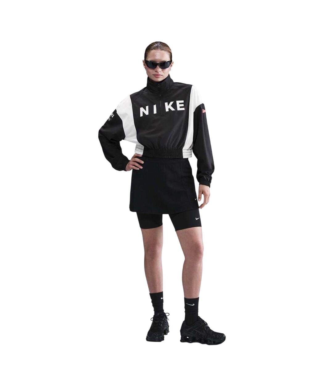 Womens/ladies Colour Block Raglan Windbreaker Black White Nike-1