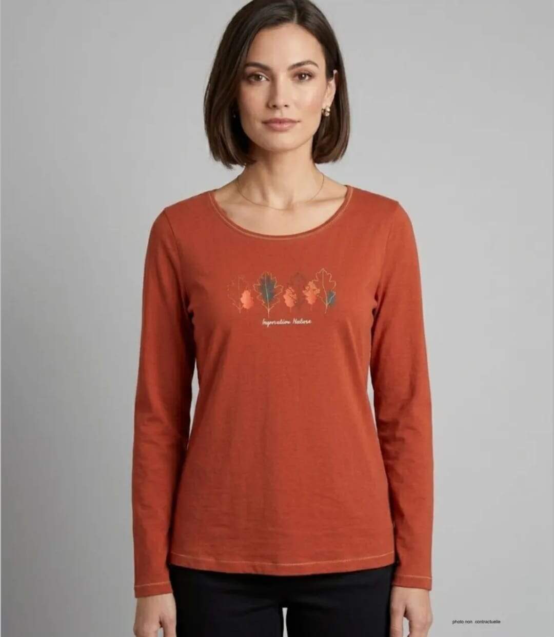 MAYFLOWER NOBODY3 – Tee-shirt manches longues orange éclatant et détails Lurex pour un style vitaminé-1