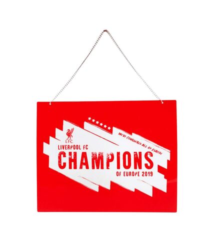 Liverpool FC Champions Of Europe 2019 Metal Hanging Sign (Red) (One Size)