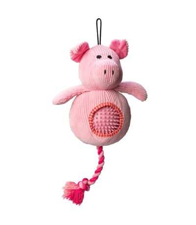 House Of Paws Pig Cord Dog Toy With Spiky Ball (Pink) (One Size)