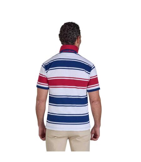 Polo Motif/style Rayures Larges Homme Bleu Marine Blanc Rouge Raging Bull