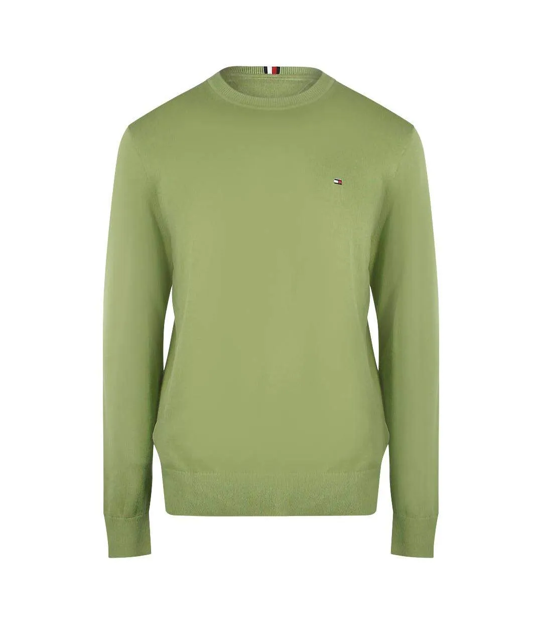 Mens Faded Crew Neck Sweatshirt Olive Green Tommy Hilfiger-1