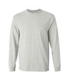 Gildan Mens Plain Crew Neck Ultra Cotton Long Sleeve T-Shirt (Ash Grey)