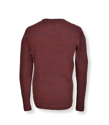 Pull homme manches longues maille chinée couleur rouge