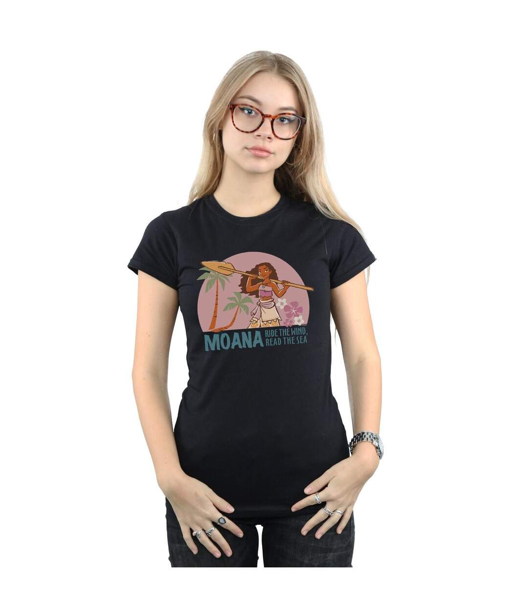 Disney T-shirt en coton Moana Read The Sea Femme/Ladies (Noir) - UTBI34000-2