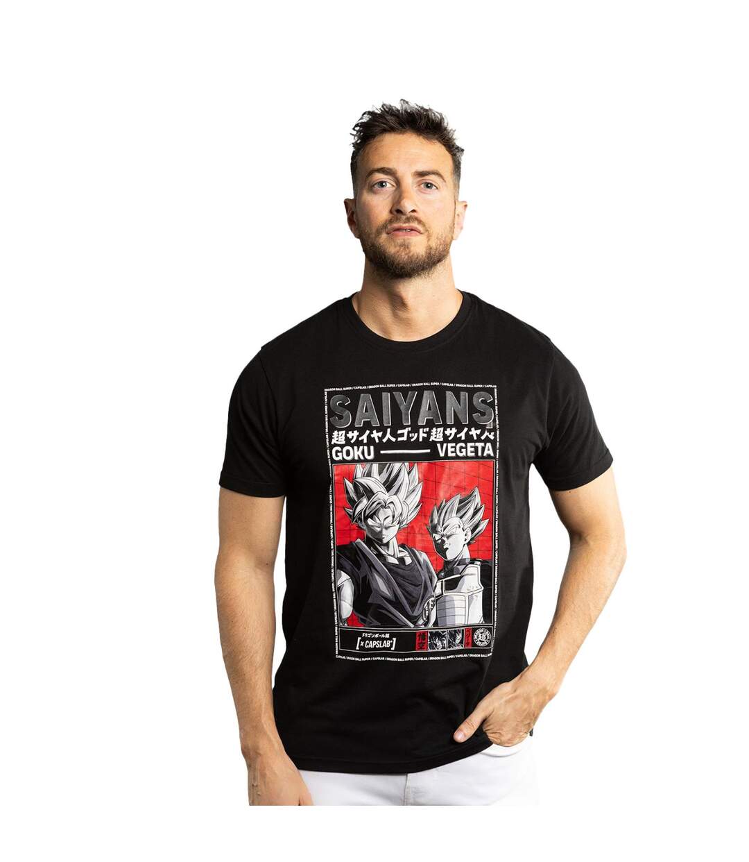 T-shirt homme regular fit avec print Dragon Ball Super Saiyans Capslab-1