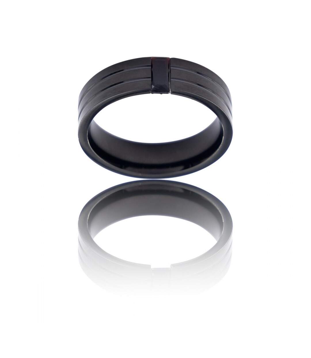 Bague Anneau Homme en Acier Noir et Zirconium