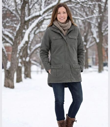 Parka Femme Doublée Grise en Coton Twill – Modèle NEPAL2