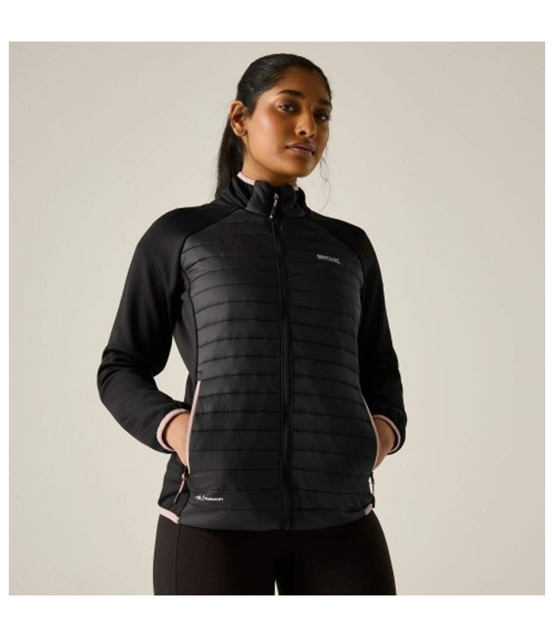 Veste Hybride Matelassée Et Compressible Clumber Femme Noir Lilas Clair Regatta-1