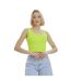 Womens/ladies mercan button crop top neon yellow Lookus