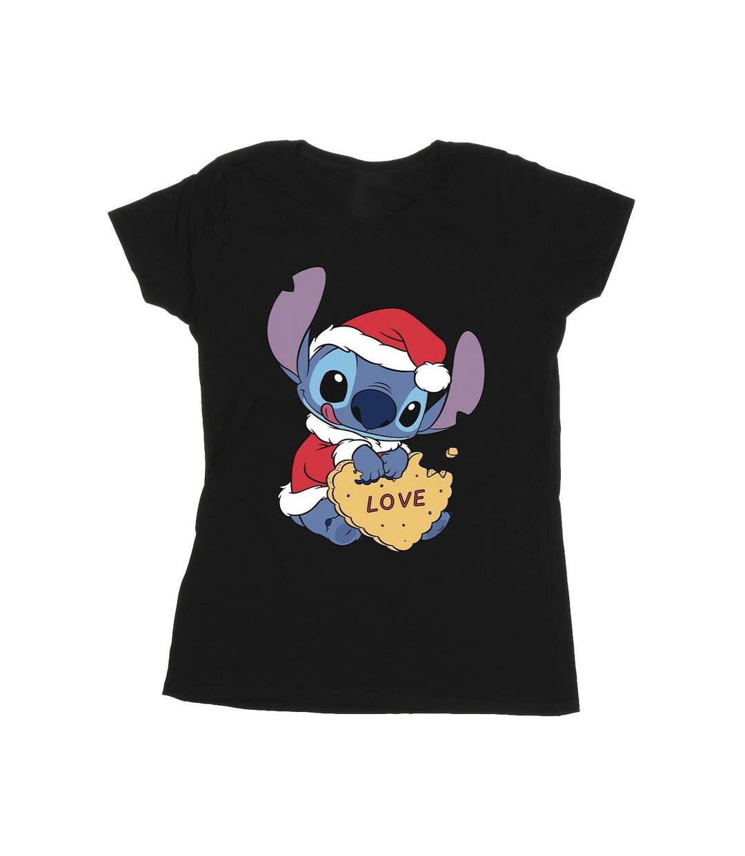 Disney T-shirt en coton Femmes/Ladies Lilo And Stitch Christmas Love Biscuit (Noir) - UTBI25632-1