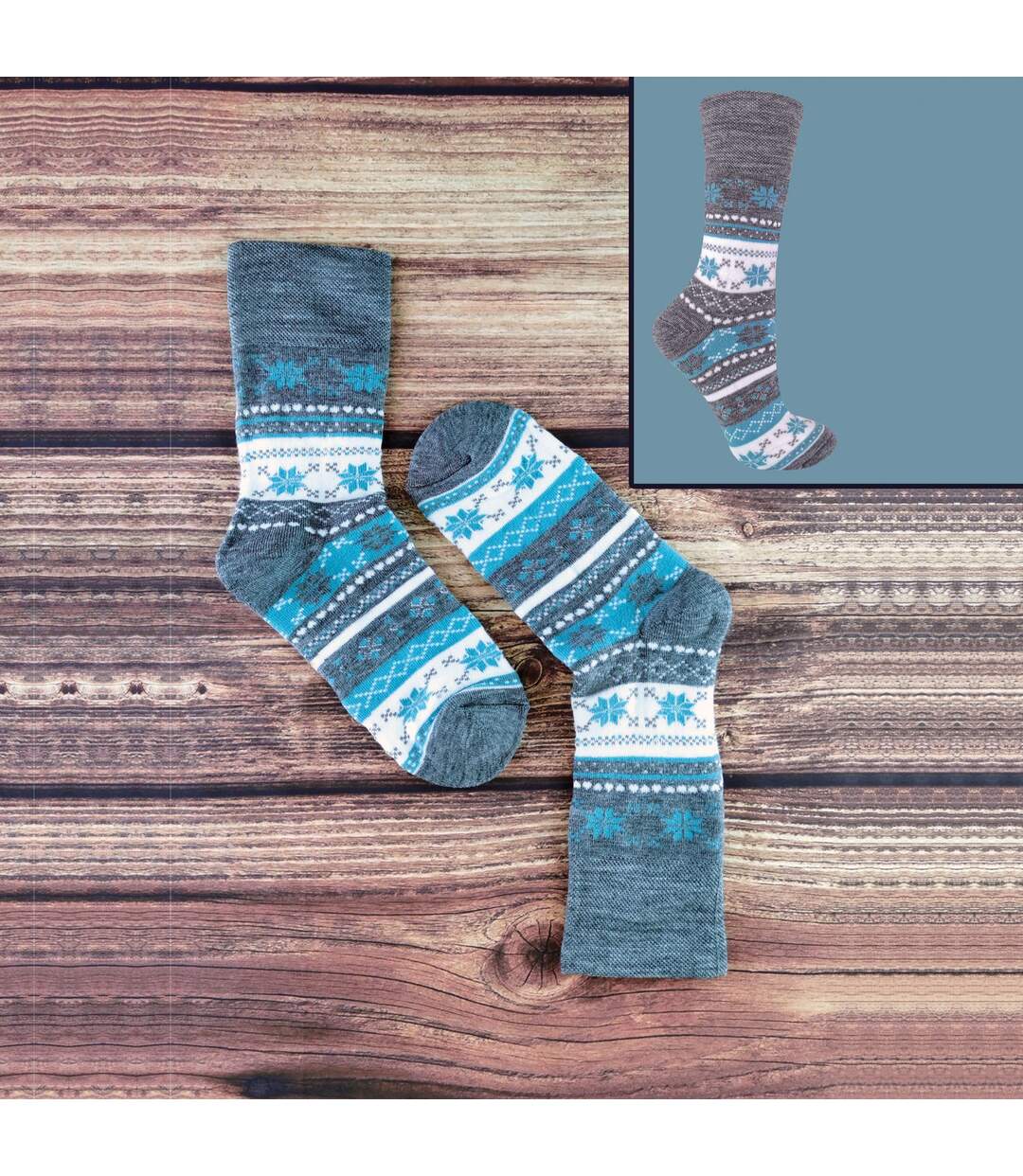 3 Pr Chaussettes Thermiques Motif sans Élastique-3