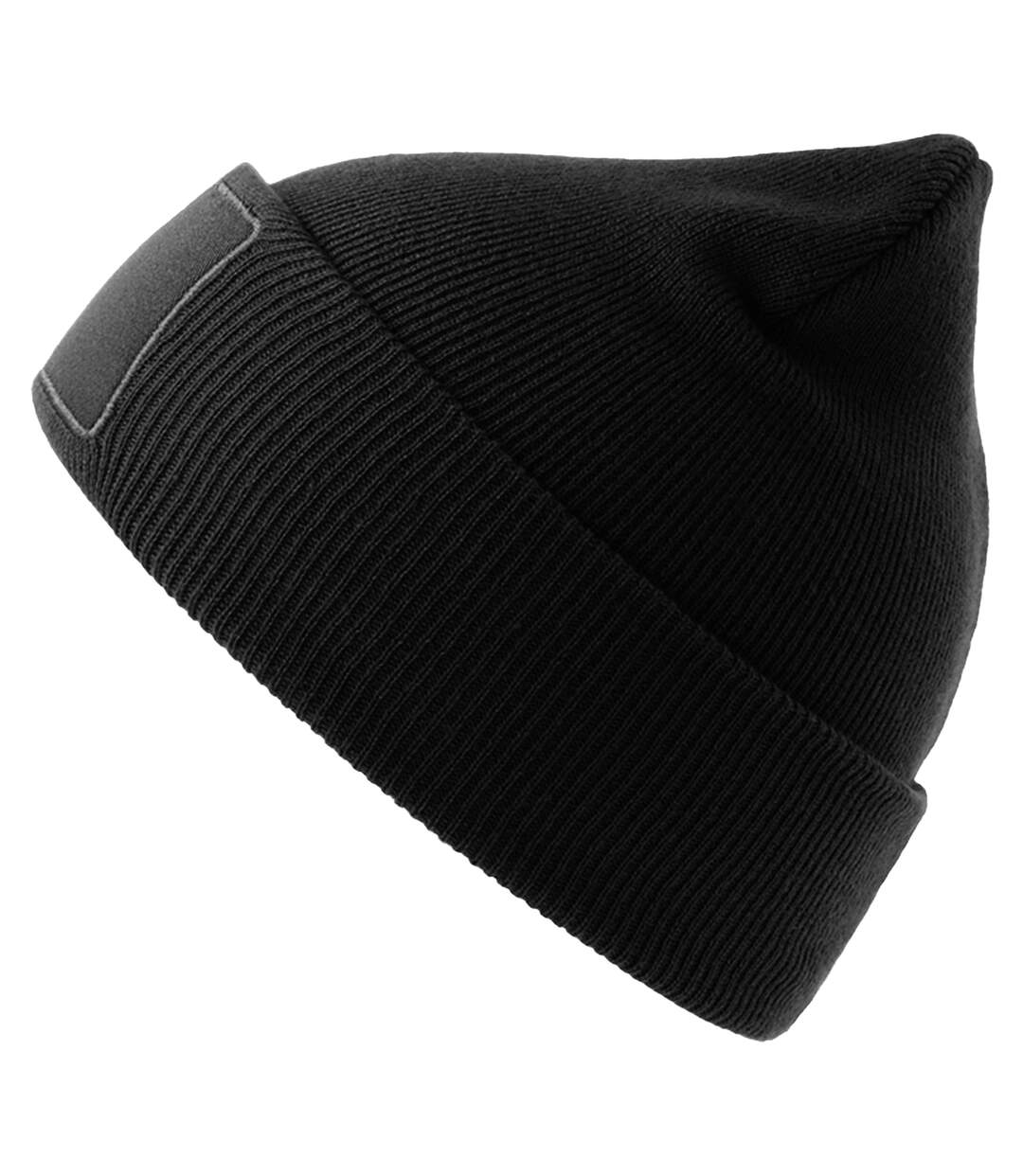 Unisex Adult Wind S Patch Recycled Double Skin Cuffed Beanie Black Atlantis-1