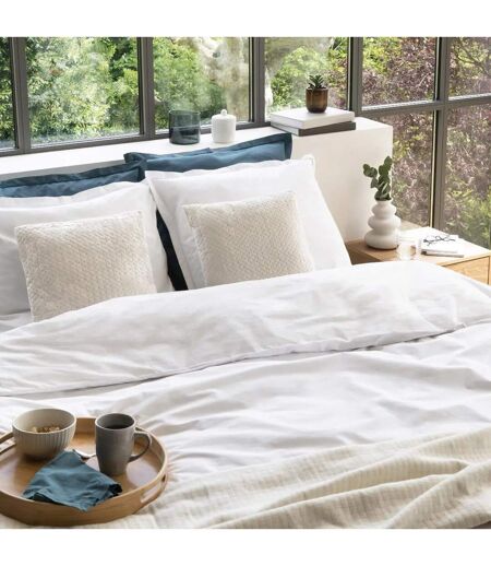 Parure de Lit 3 Pièces Percale 240x220cm Blanc