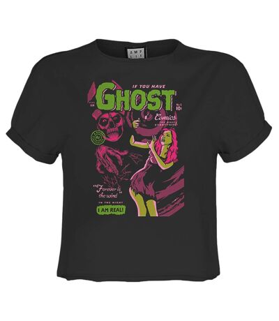 Womens/ladies Forever Is The Wind Ghost Crop Top Charcoal Amplified