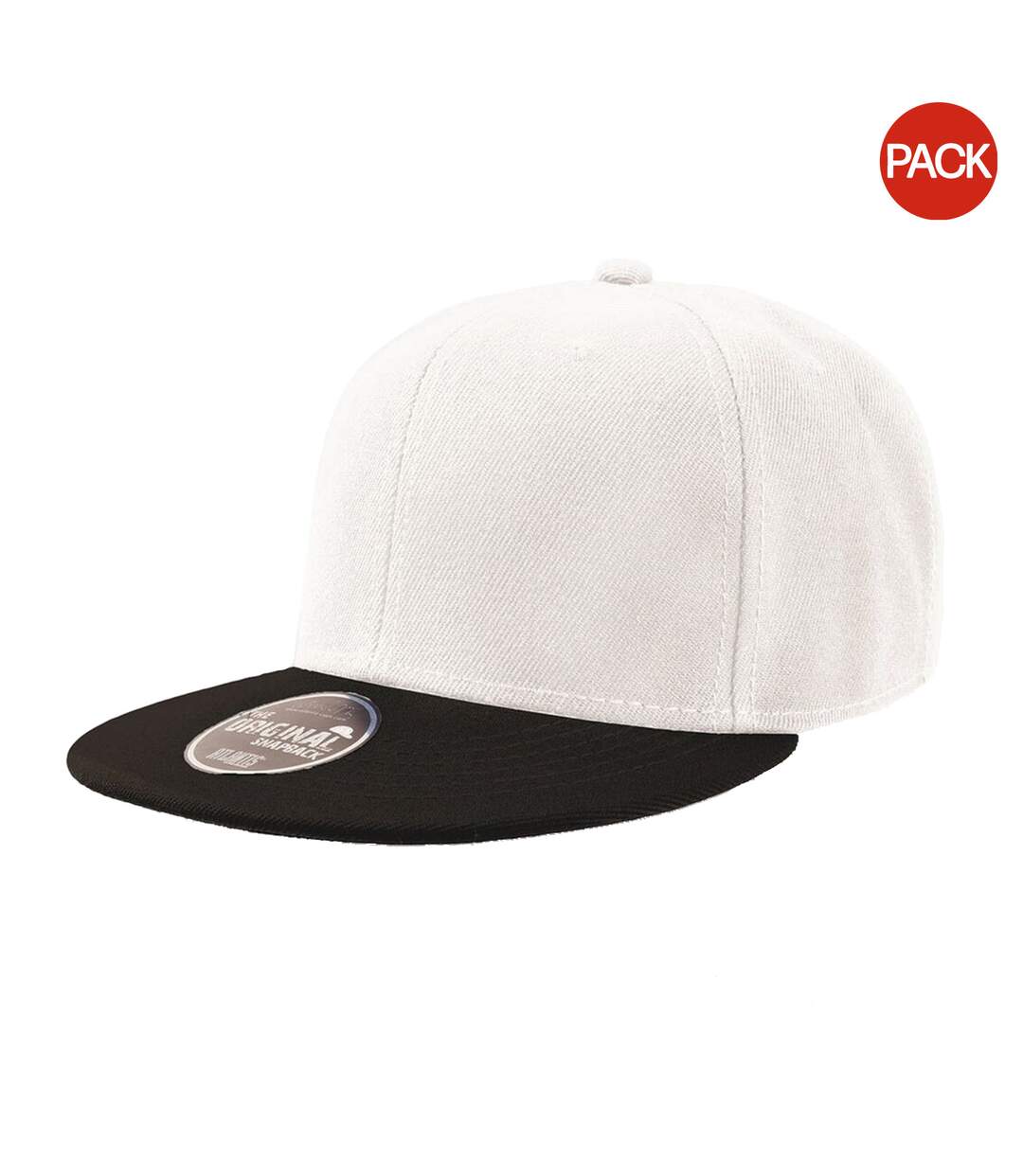 Lot de 2  casquettes avec visière plate adulte blanc / noir Atlantis-1