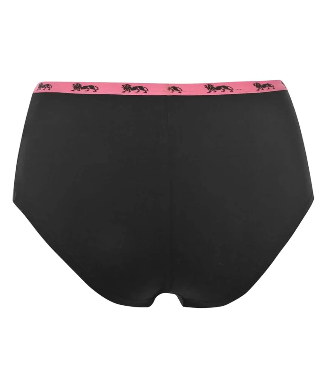 Womens/ladies Logo Cotton Briefs Black Fluorescent Pink Lonsdale-3