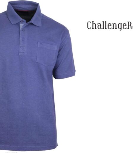 CHALLENGER RUSTICO2 : Polo manches courtes bleu indigo en maille piquée 100% coton pour homme