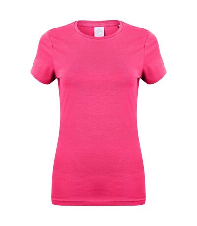 Skinni Fit Womens/Ladies Feel Good Stretch Short Sleeve T-Shirt (Fuchsia)