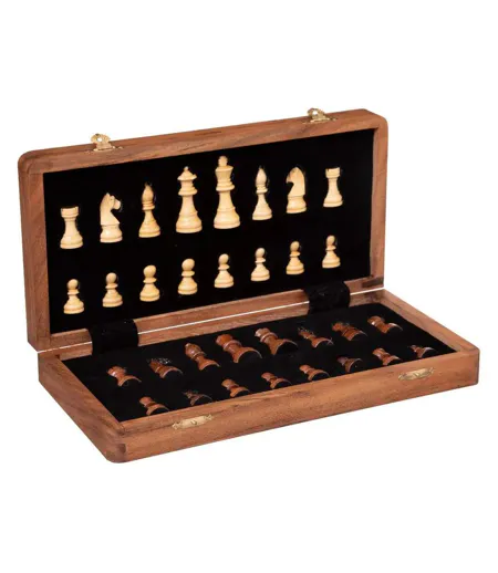Jeu d'Échec Déco Bois d'Acacia 33cm Marron