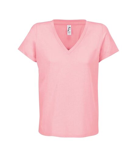 Womens/ladies Regent V Neck T-shirt Candy Pink SOLS