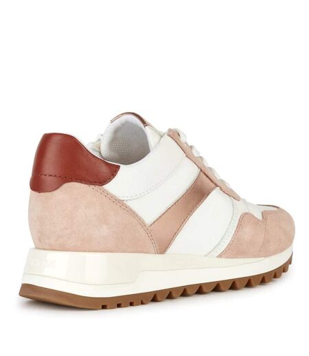 Womens/ladies Tabelya Leather Trainers Nude White Geox