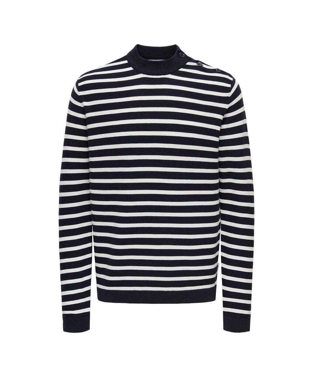 Pull marine /blanc homme only & sons walder-1