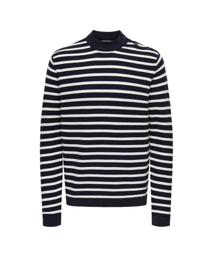 Pull marine /blanc homme only & sons walder