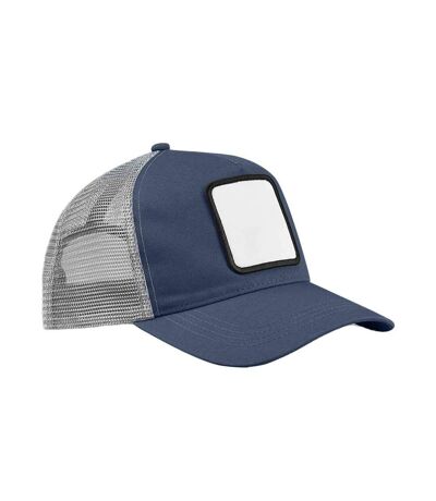Unisex Adult 5 Panel Appliqué Patch Trucker Cap Slate Blue Light Grey Beechfield