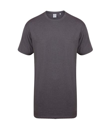Skinnifit Mens Longline Dipped Hem T-Shirt (Heather Charcoal) - UTRW5293