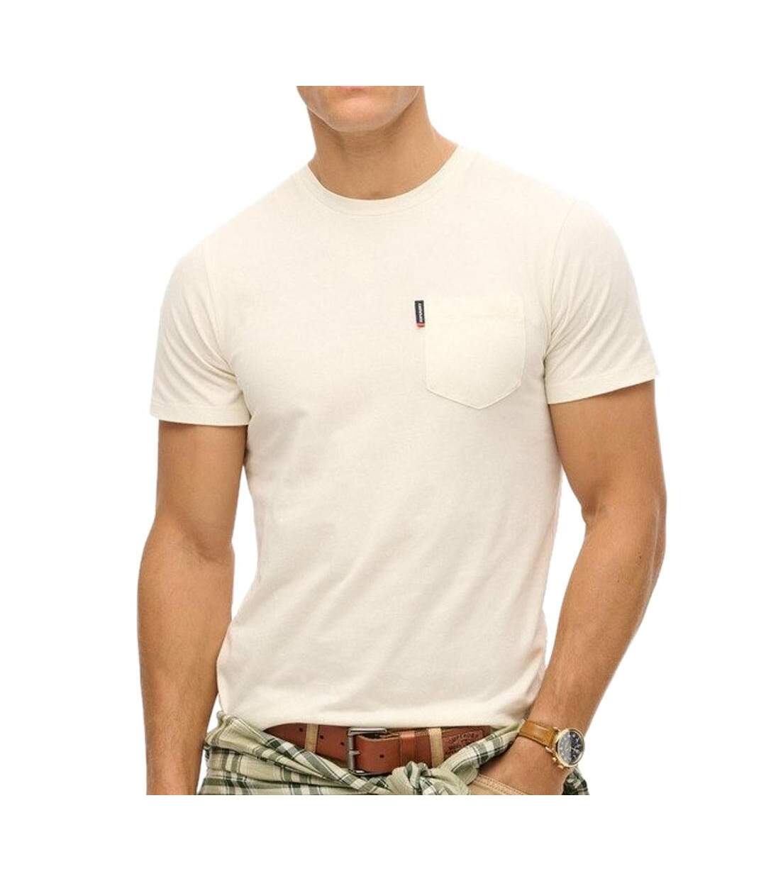 T-Shirt gris clair homme superdry classic essential-1