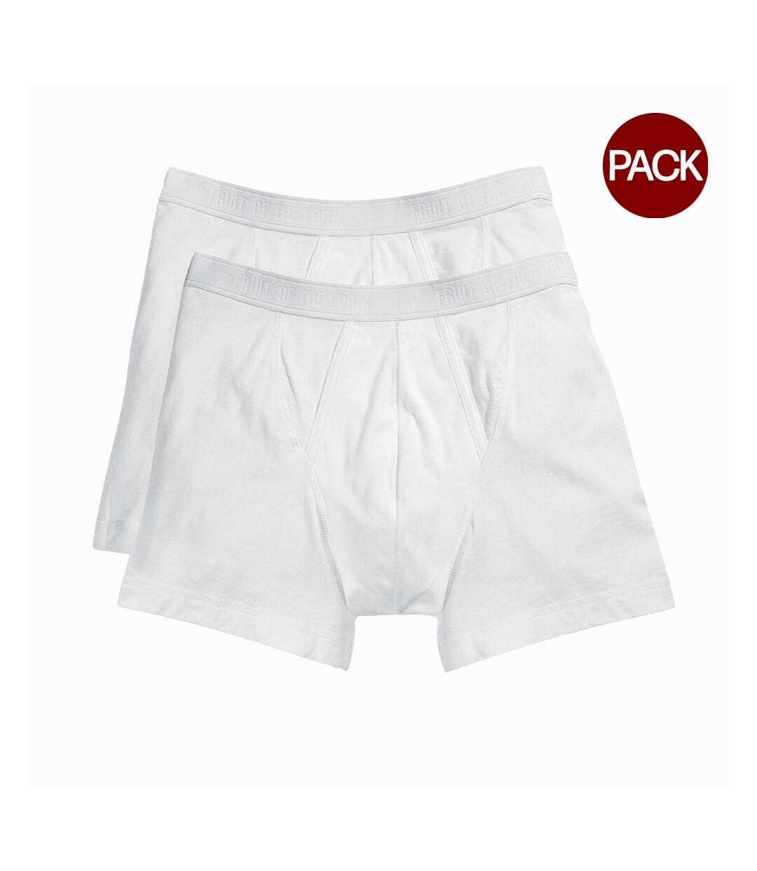 Pack of 2  Mens classic plain boxer shorts  white Fruit of the Loom