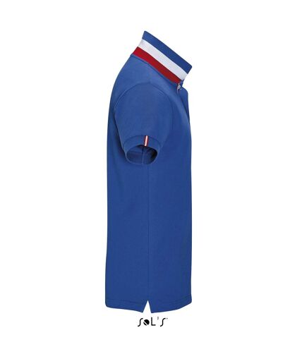 Polo homme couleurs drapeaux - 00576 - bleu roi col bleu blanc rouge